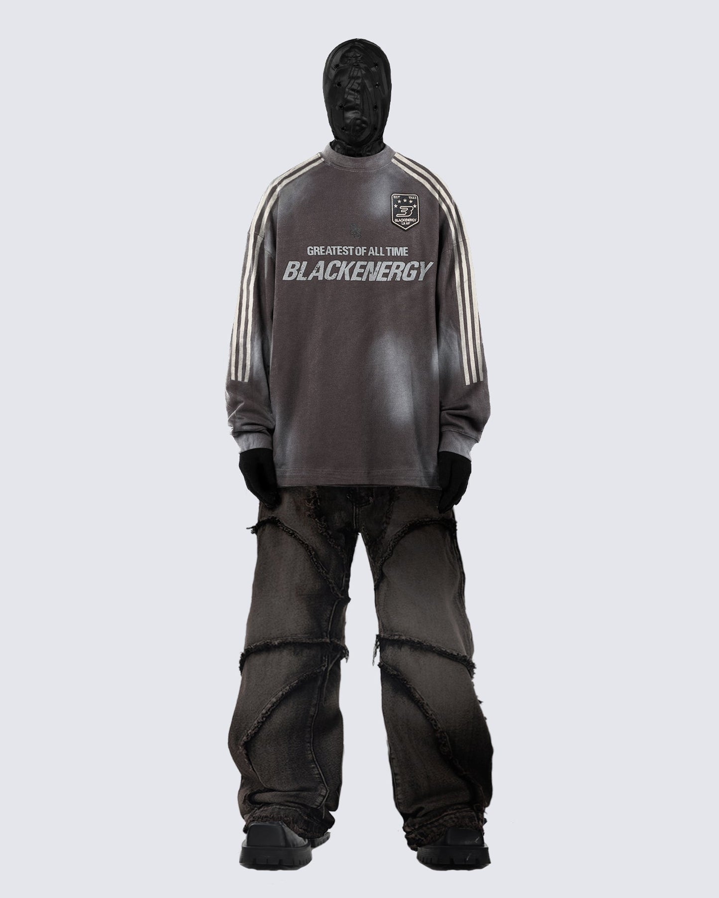 Deconstructed Frayed Edge Wide-Leg Jeans