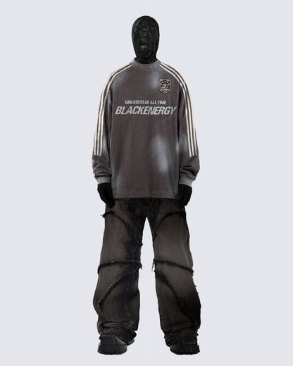 Deconstructed Frayed Edge Wide-Leg Jeans