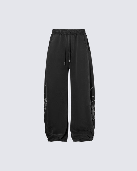Graphic Wide-Leg Street Pants
