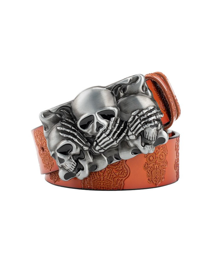 Skull Metal Buckle Leather Belt