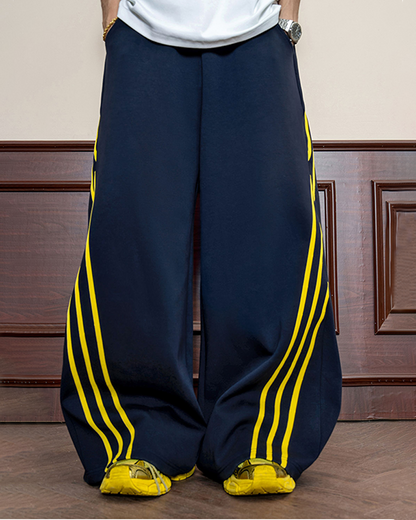 Wide-Leg Contrast Stripe Track Pants
