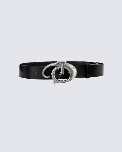 Gothic Dragon Black Leather Belt