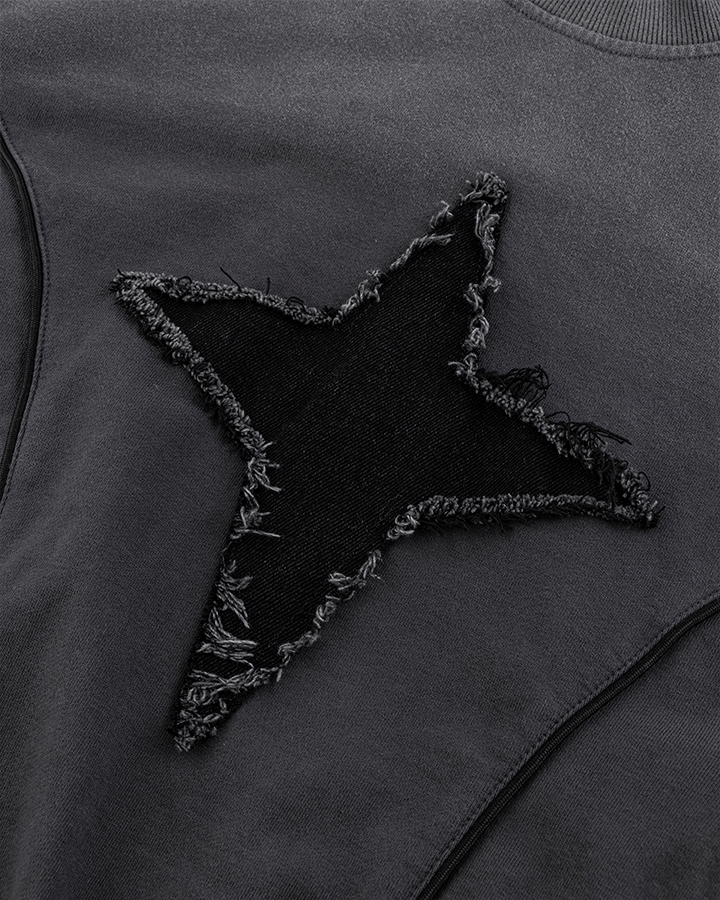 Distressed Star Patchwork Oversized Sweatshirt