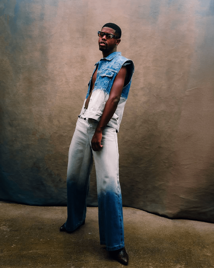 Gradient Sequin Wide-Leg Jeans