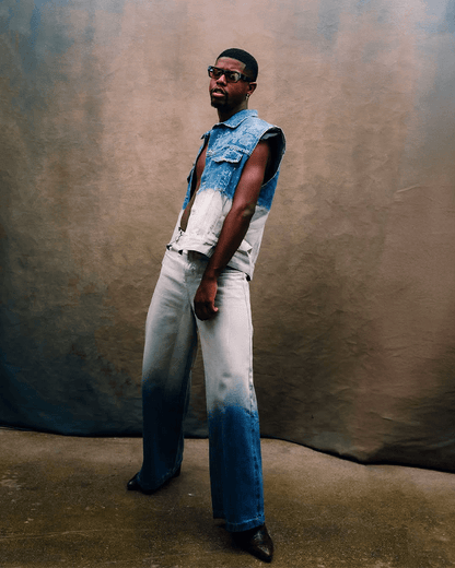 Gradient Sequin Wide-Leg Jeans