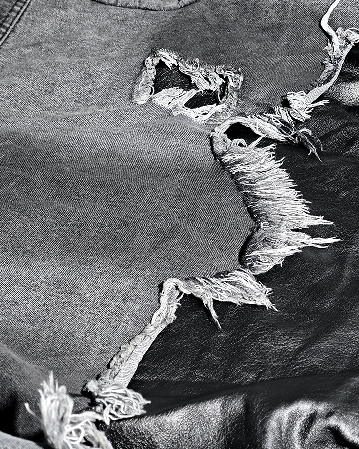 Deconstructed Layered Distressed Leather Jacket