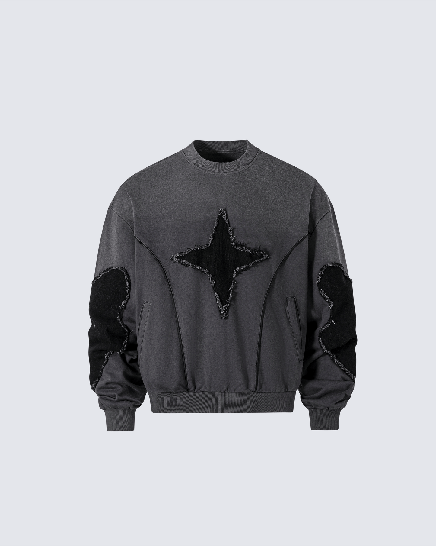Distressed Star Patchwork Oversized Sweatshirt