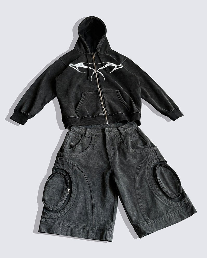 KIIKIO Heavy Craft Distressed Large Pocket Shorts