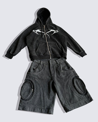 KIIKIO Heavy Craft Distressed Large Pocket Shorts