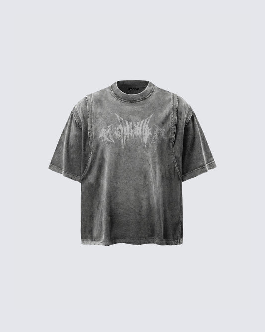 KIIKIO-Washed Vintage Graphic T-Shirt