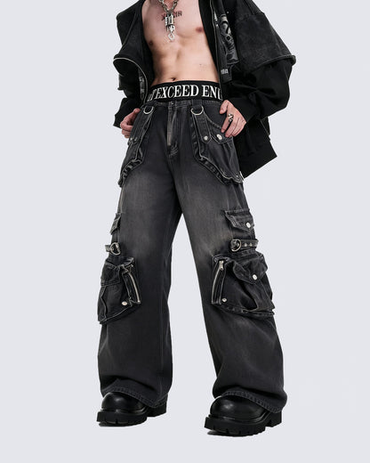 Vintage Streetwear Cargo Flared Jeans
