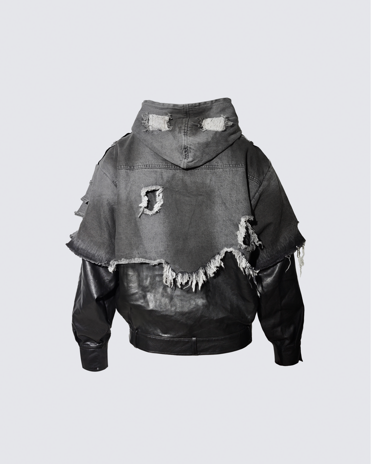 Deconstructed Layered Distressed Leather Jacket