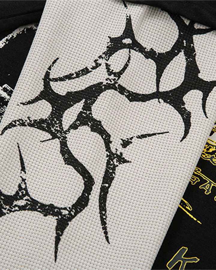 Layered Sleeve Grunge Graphic Long Sleeve T-Shirt