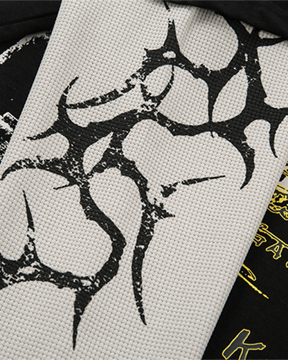 Layered Sleeve Grunge Graphic Long Sleeve T-Shirt