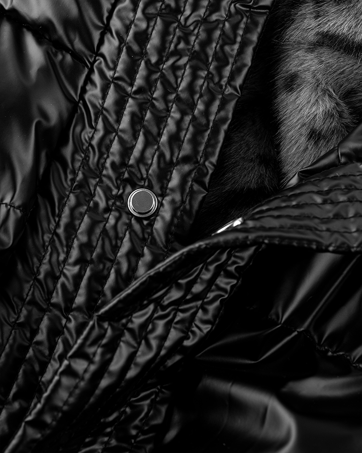 Glossy Fleece-Lined Puffer Jacket