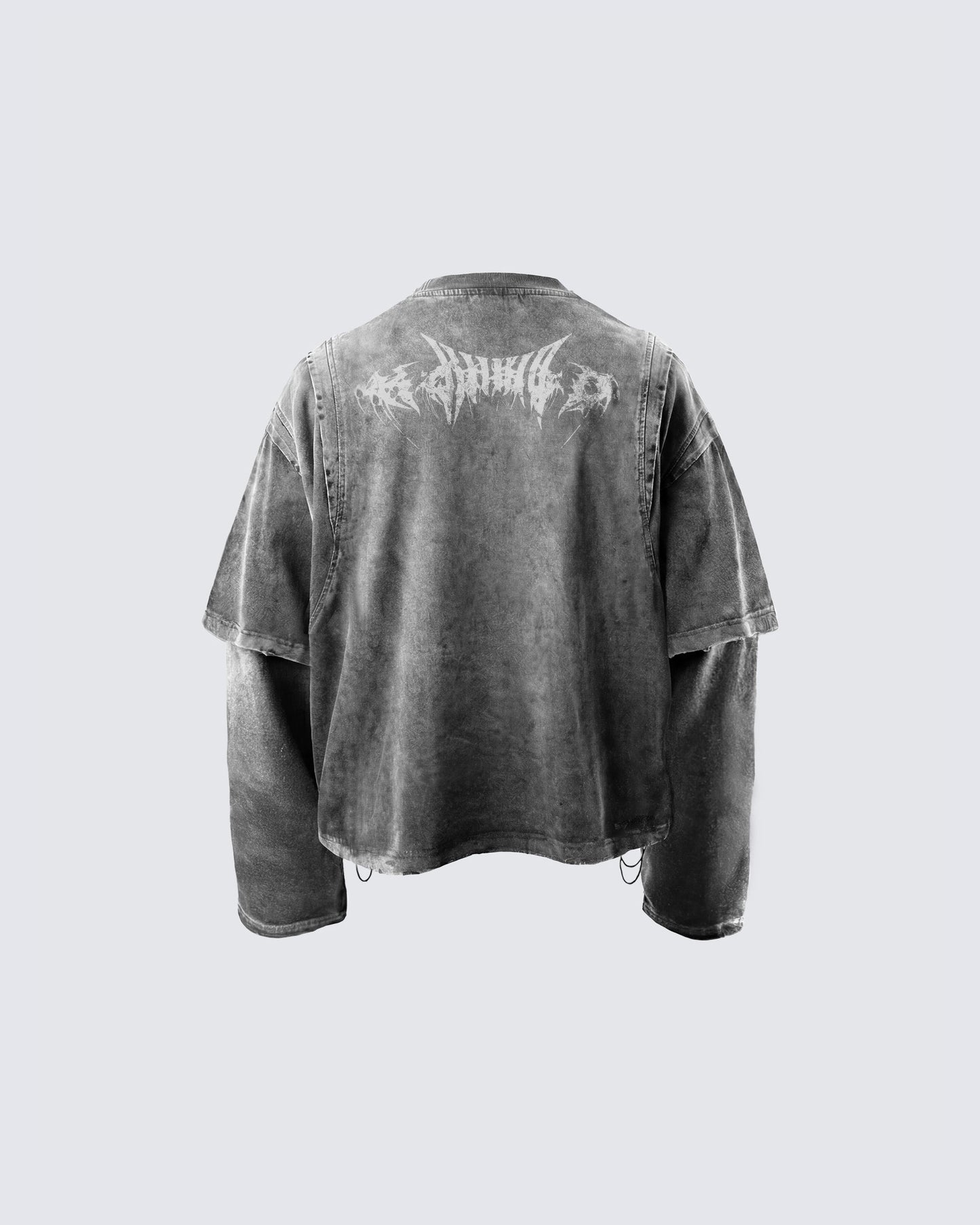 KIIKIO-Vintage Washed Layered Long-T-Shirt