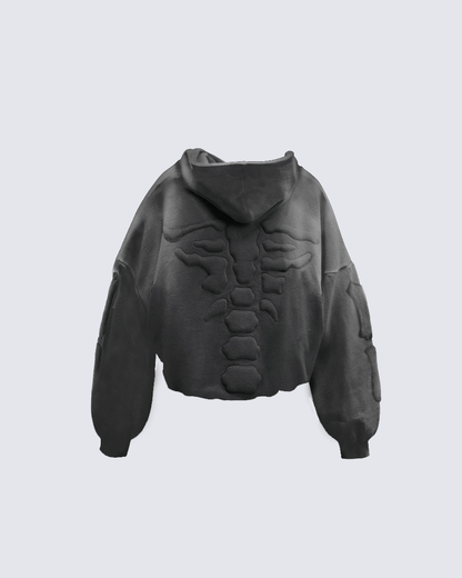KIIKIO Warm Textured Double-Layer 3D Skeleton Hoodie