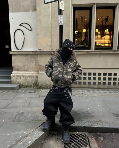 Camouflage  Fur Collar Cotton Jacket