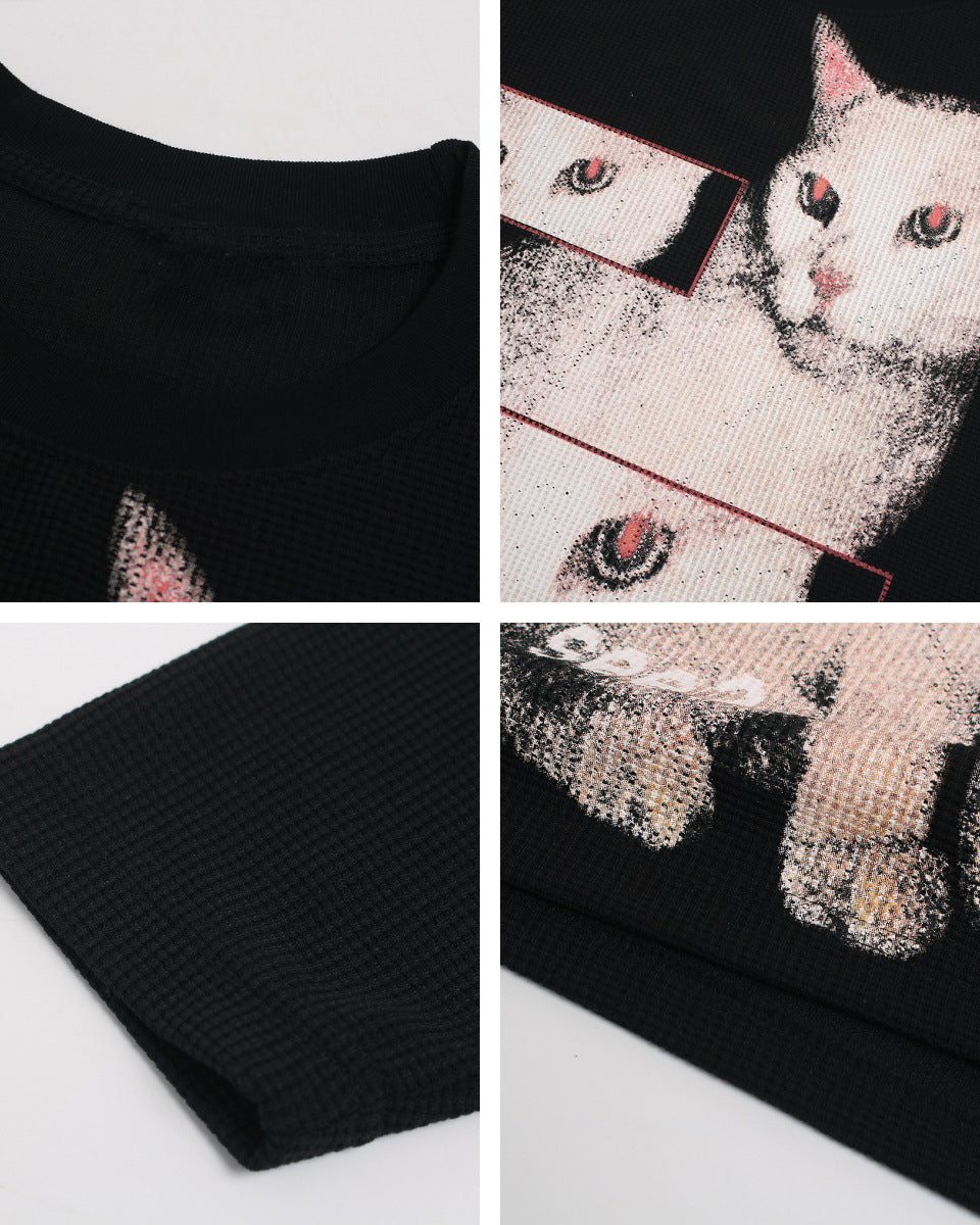 Cat Graphic Long Sleeve T-shirt