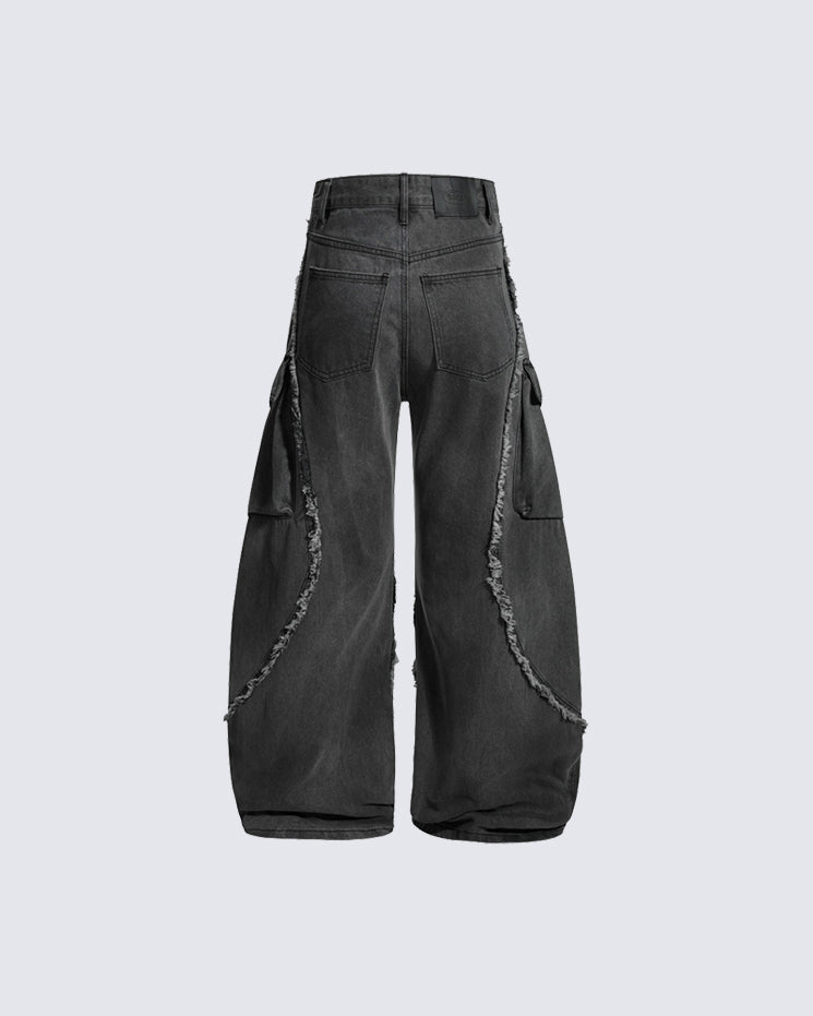 Patchwork Frayed Cargo Pants