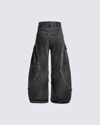 Patchwork Frayed Cargo Pants
