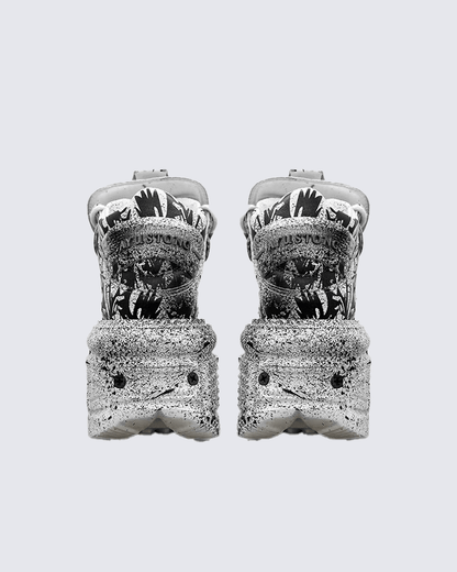 Graffiti Spiked Chunky Platform Sneakers