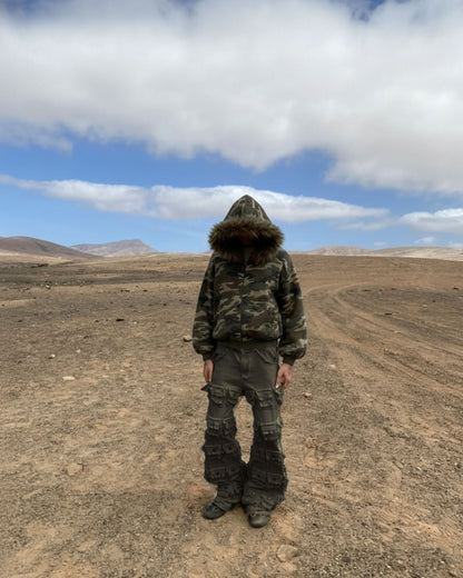 Camouflage  Fur Collar Cotton Jacket