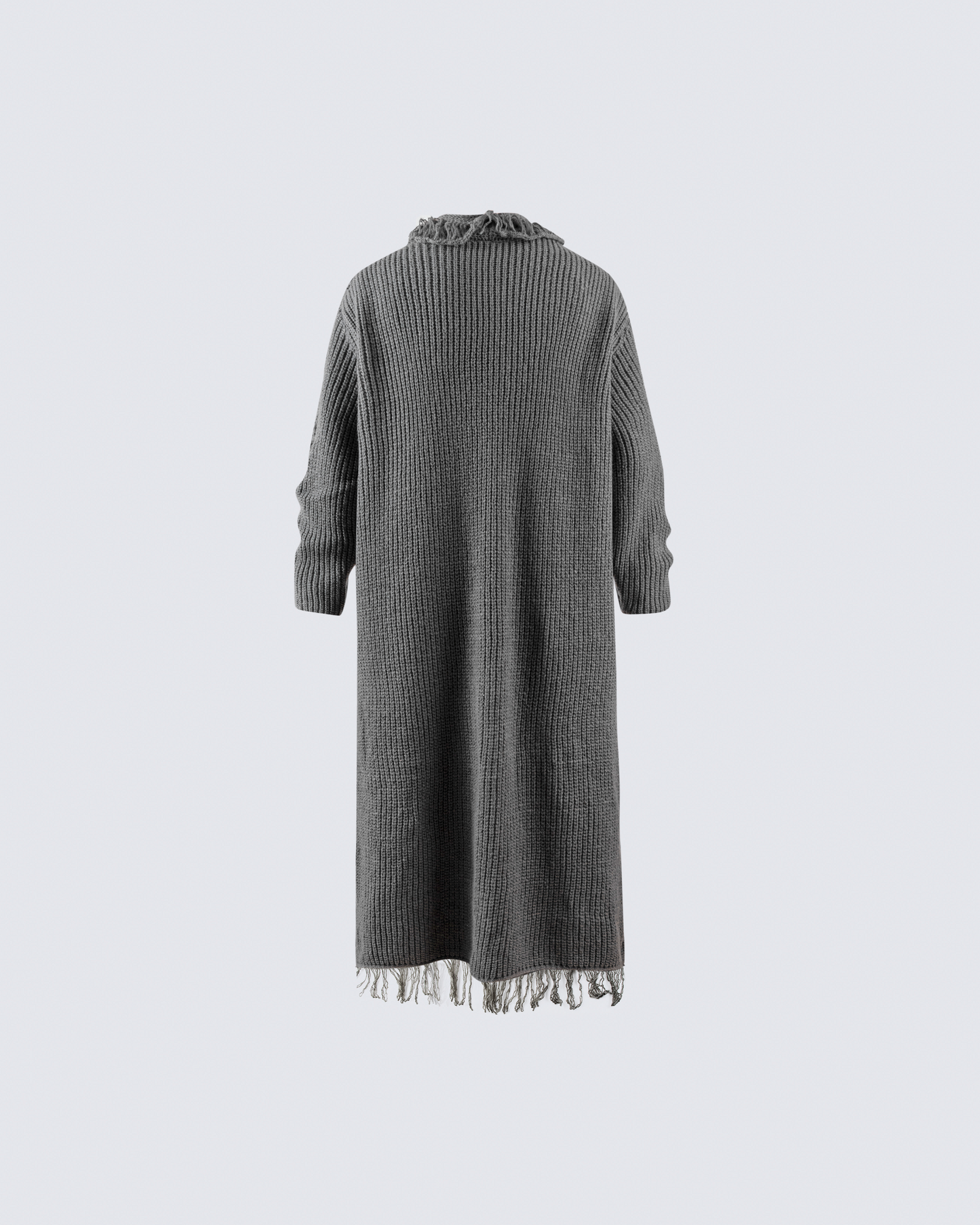 Distressed Long Knit Cardigan Coat