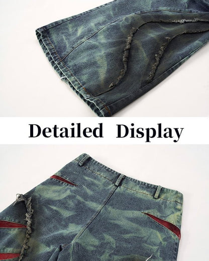 KIIKIO Distressed Ripped Denim Pants – Streetwear with Unique Torn Details