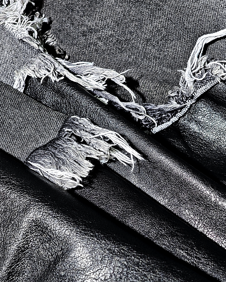 Deconstructed Layered Distressed Leather Jacket