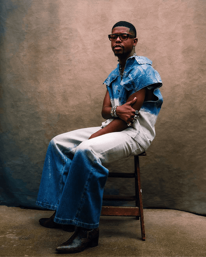 Gradient Sequin Wide-Leg Jeans