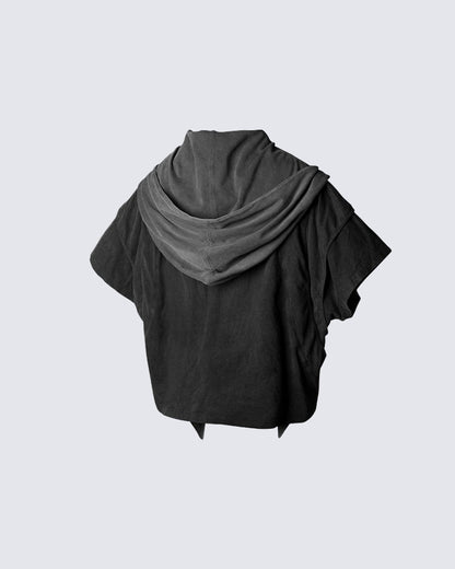 Segmented Wide Cropped Hoodie