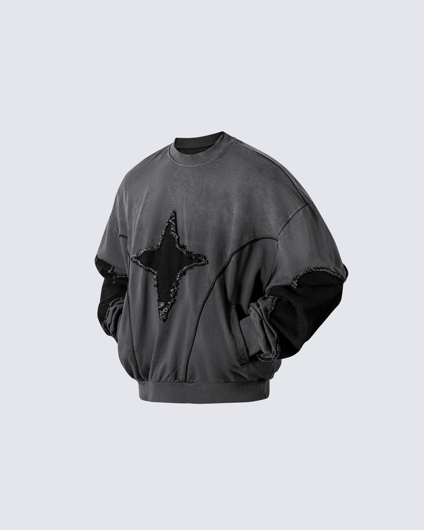 Distressed Star Patchwork Oversized Sweatshirt
