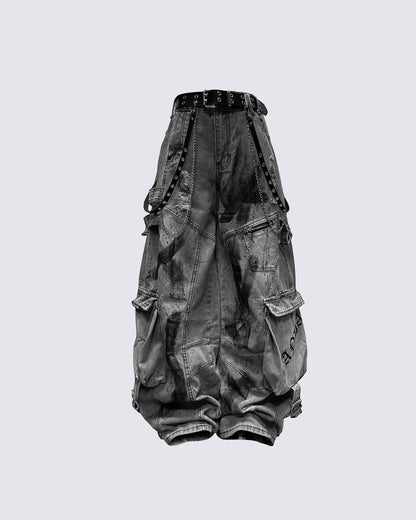 Streetwear Cargo Denim Pants（Free Belt and Chain Included）