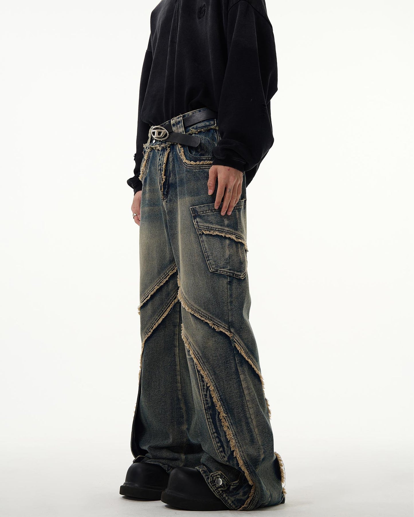 KIIKIO Vintage Raw Edge Jeans