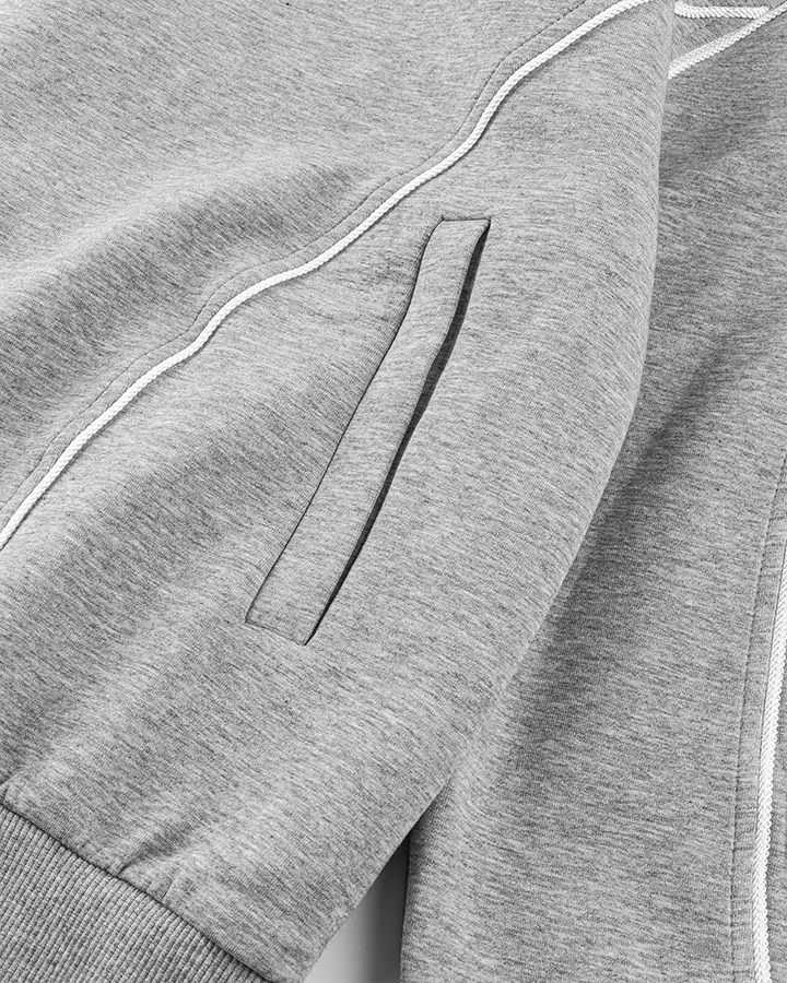 Loose-Fit Zip-Up Sweatshirt with White Piping