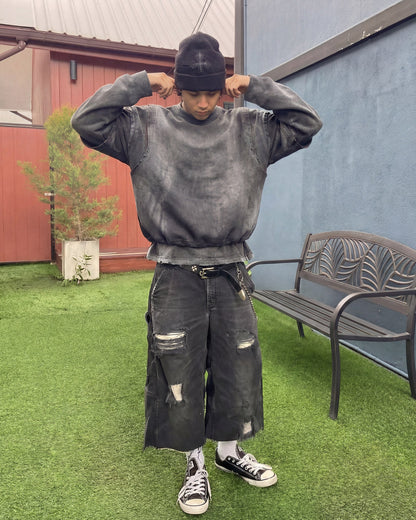 KIIKIO-Vintage Washed Layered Long-T-Shirt