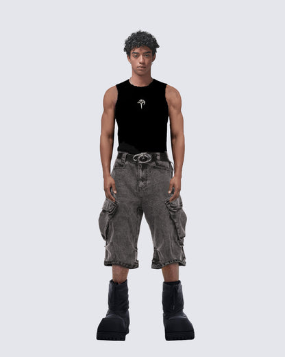 Grunge-Style Grey Cargo Shorts