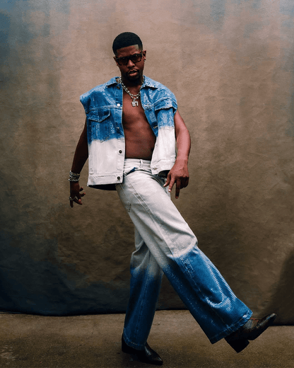 Gradient Sequin Wide-Leg Jeans