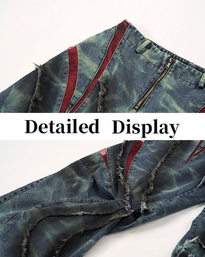 KIIKIO Distressed Ripped Denim Pants – Streetwear with Unique Torn Details
