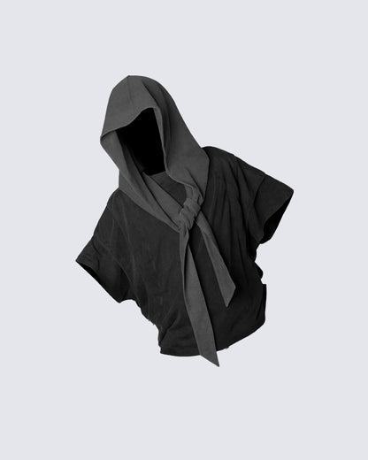 Segmented Wide Cropped Hoodie