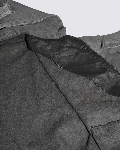 Deconstructed Layered Distressed Leather Jacket