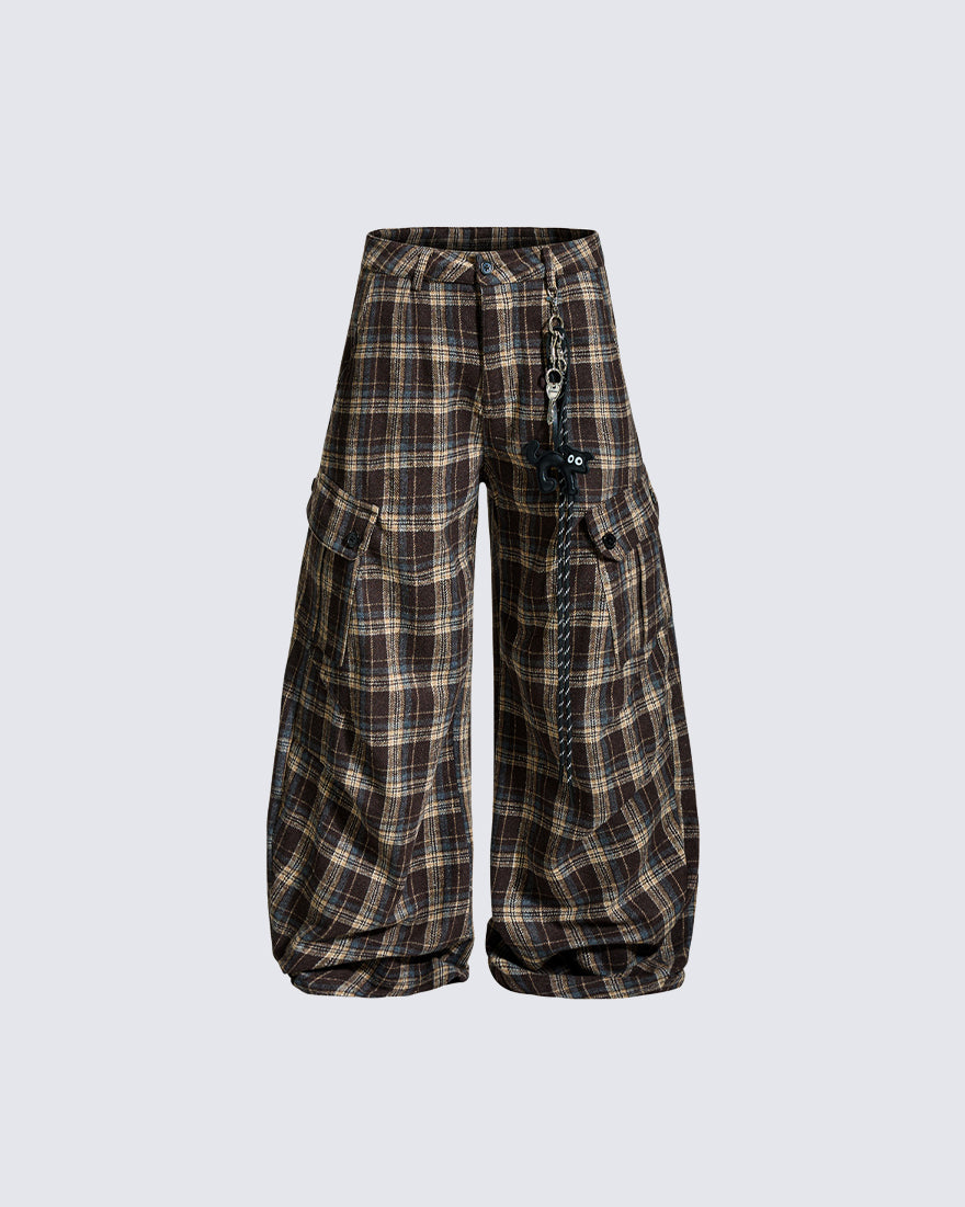 American Vintage Multi-Pocket Checkered Cargo Pants