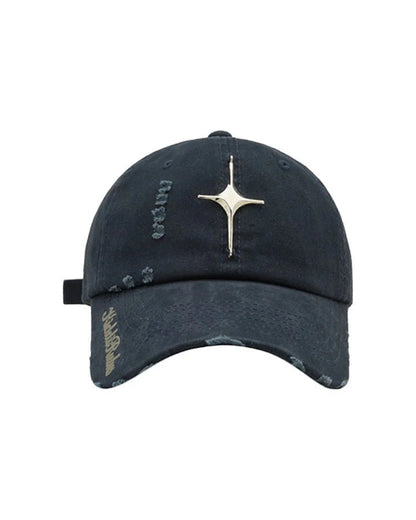 Distressed Baseball Cap With Cross