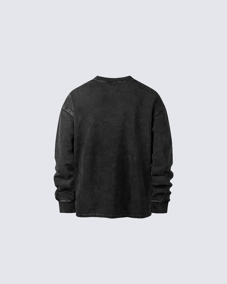 Blurred Figure Print Long Sleeve T-shirt