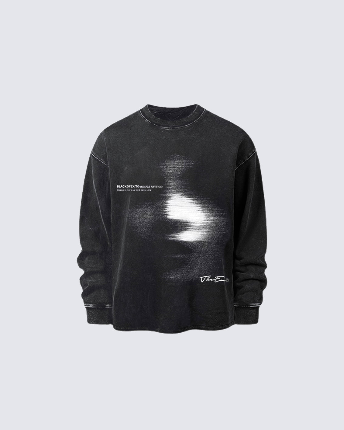 Blurred Figure Print Long Sleeve T-shirt