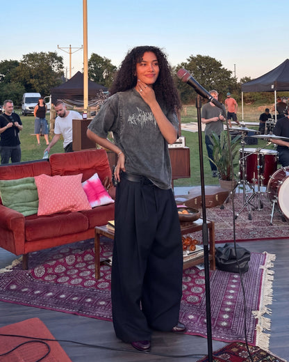 KIIKIO-Washed Vintage Graphic T-Shirt