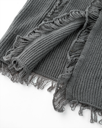 Distressed Long Knit Cardigan Coat