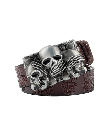 Skull Metal Buckle Leather Belt