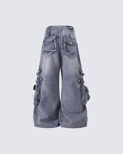Vintage Streetwear Cargo Flared Jeans